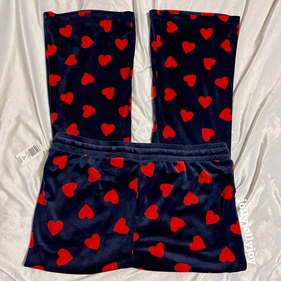 SET: Torrid Velour Hearts Navy & Red Zip Front Sleep Hoodie/Bootcut Pants 2X - Picture 14 of 16